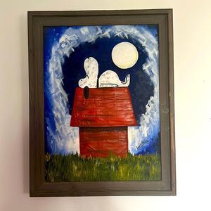 Vintage Snoopy oil painting | 1978 | Artist: Pierrete